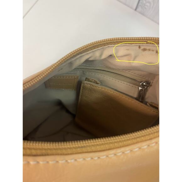 Cole Haan Tan Shoulder Bag Side Pockets Embroidered - Picture 2 of 10